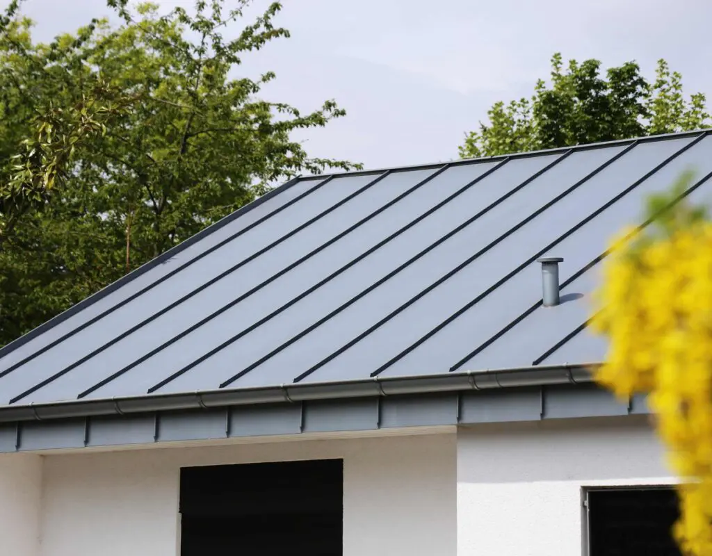 a metal roofing system installed on a new roof
