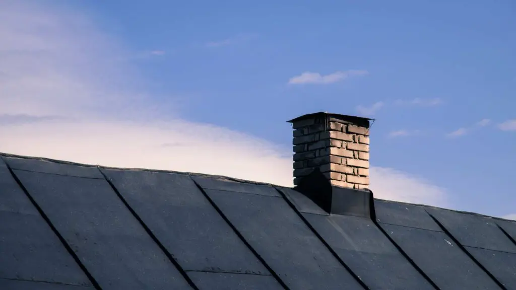 a chimney on a metal roof