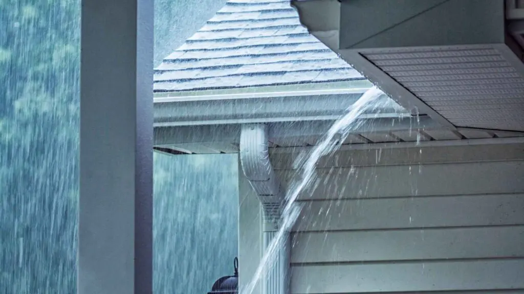 heavy rain on gutters