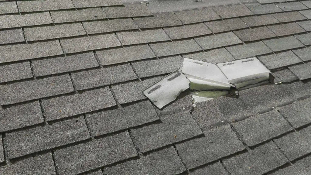wind damage on a shingle