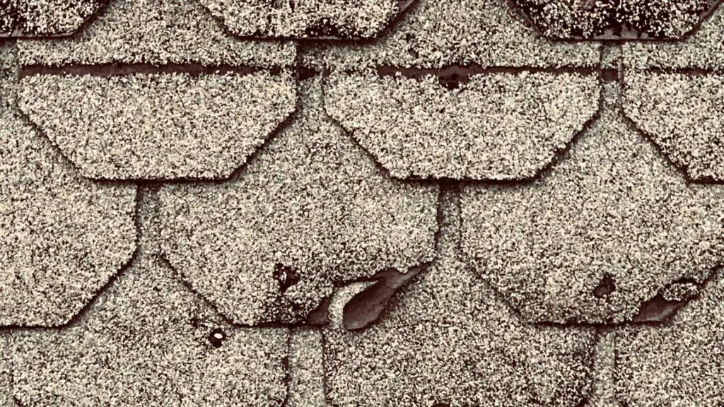 a shingle's surface damaged