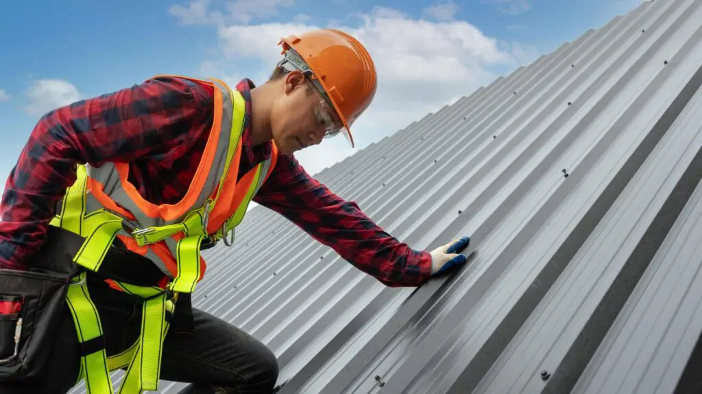 a roofer working on a roof