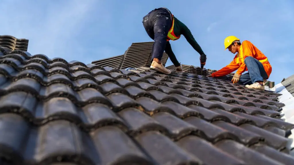 tiles being installed over underlayment