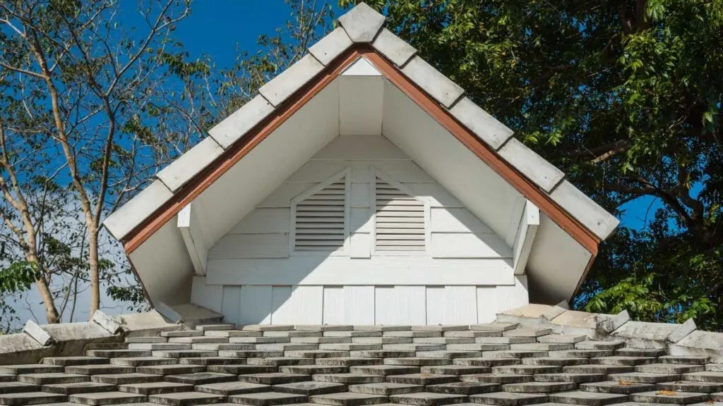 a roof with white cement tiles