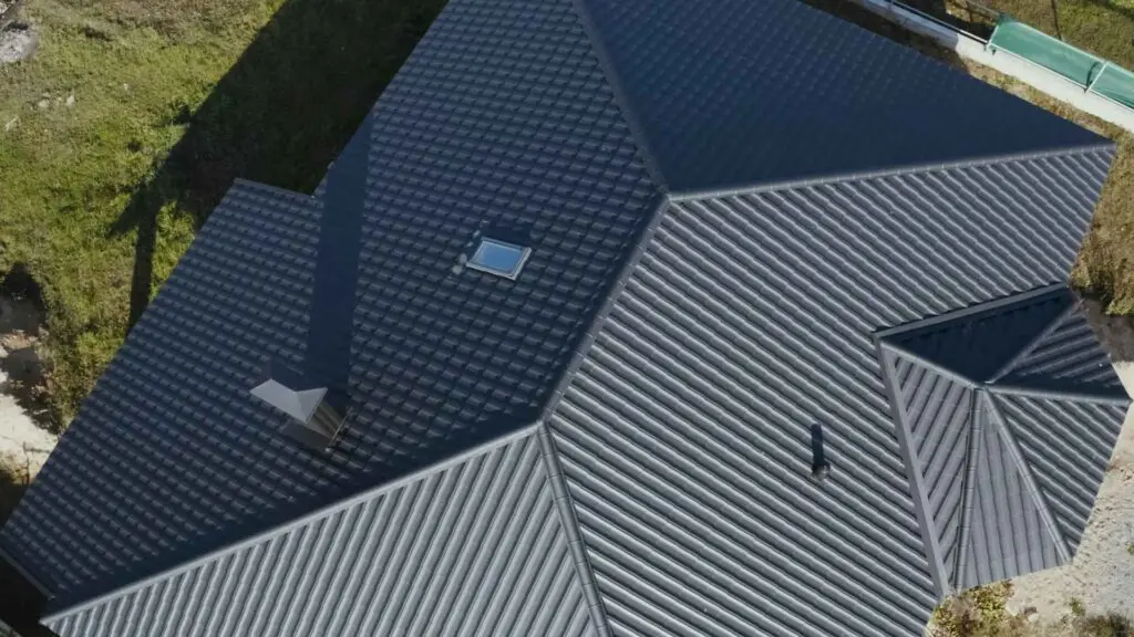 a drone photo of a steel roof in alabama