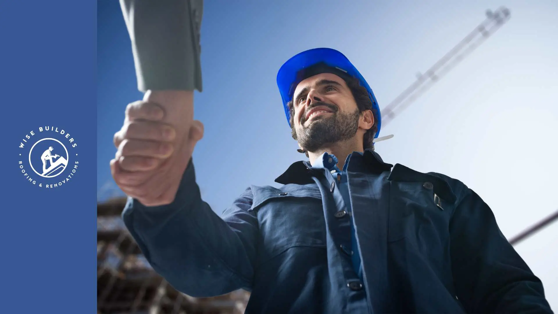 shaking hands with a roofing contractor