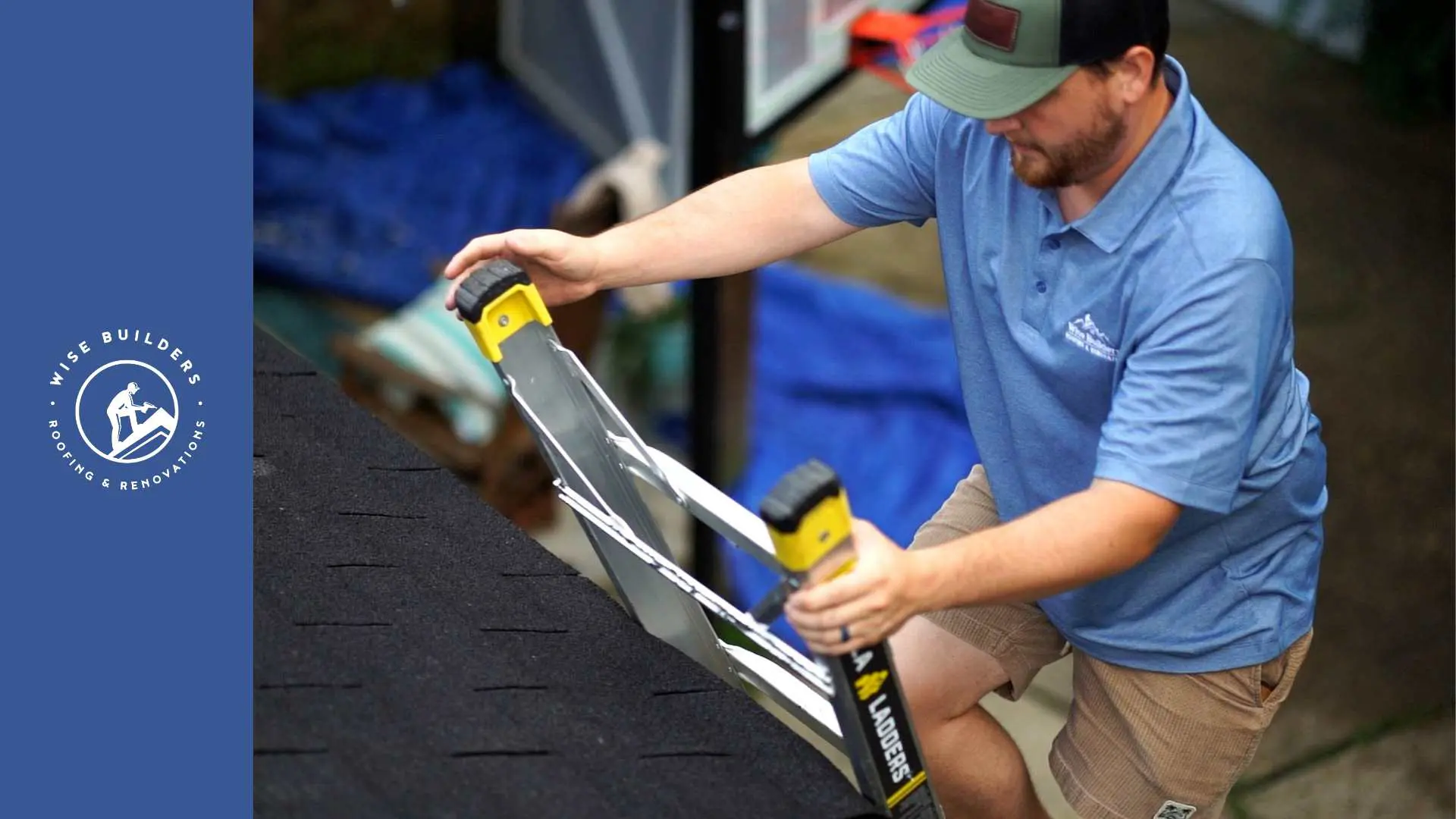 a roofer from wise builders roofing inspecting a mobile al home's roof