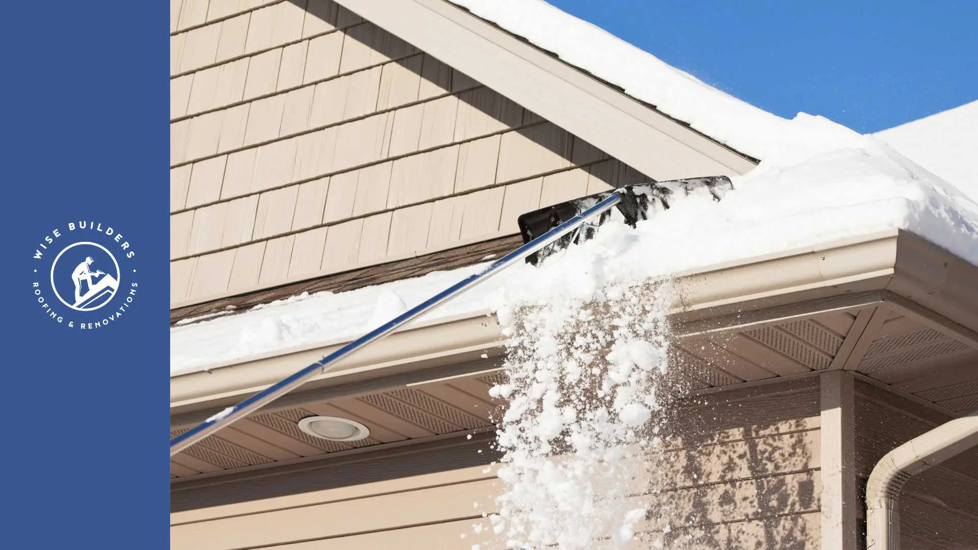 clearing snow off of a asphalt shingle roof