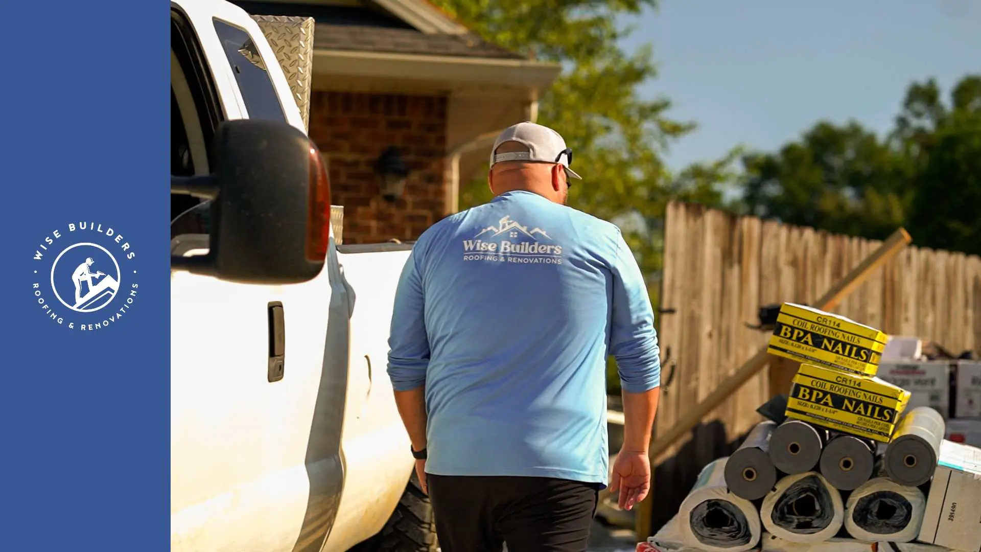a roofer inspecting roofing materials