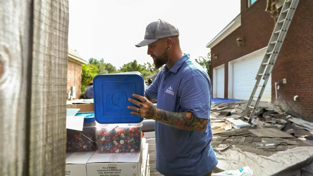inspecting roof repair materials