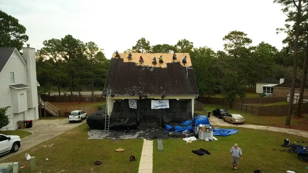 an old roof being replaced in mobile al