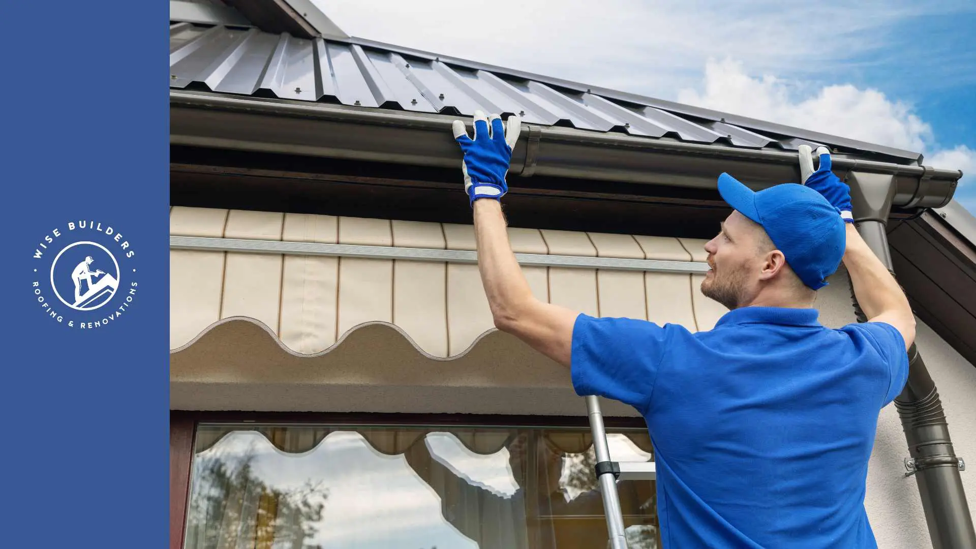 a worker performing a gutter replacement