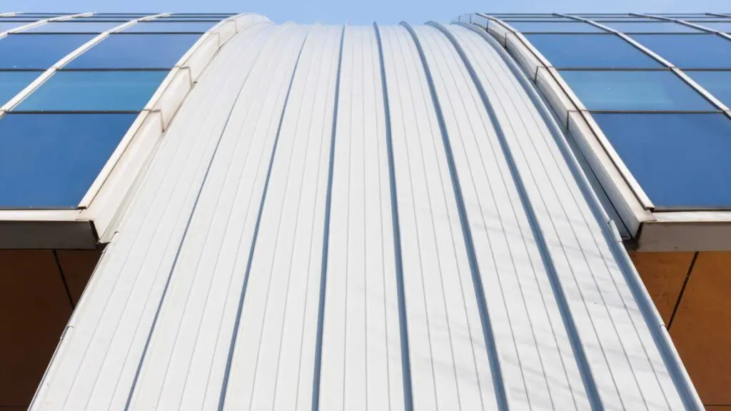 a curved roof with a gable