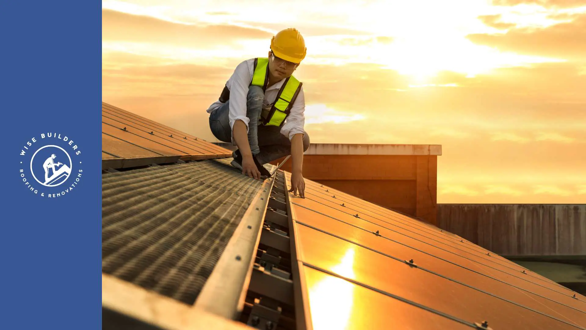 a roofer on the rooftop installing a solar system