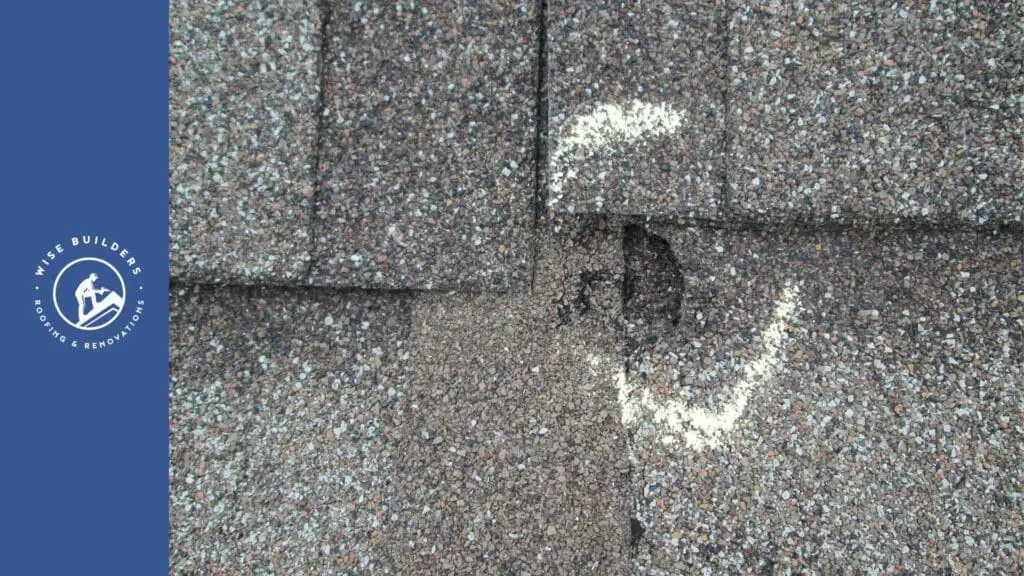 hail damage marked on roof