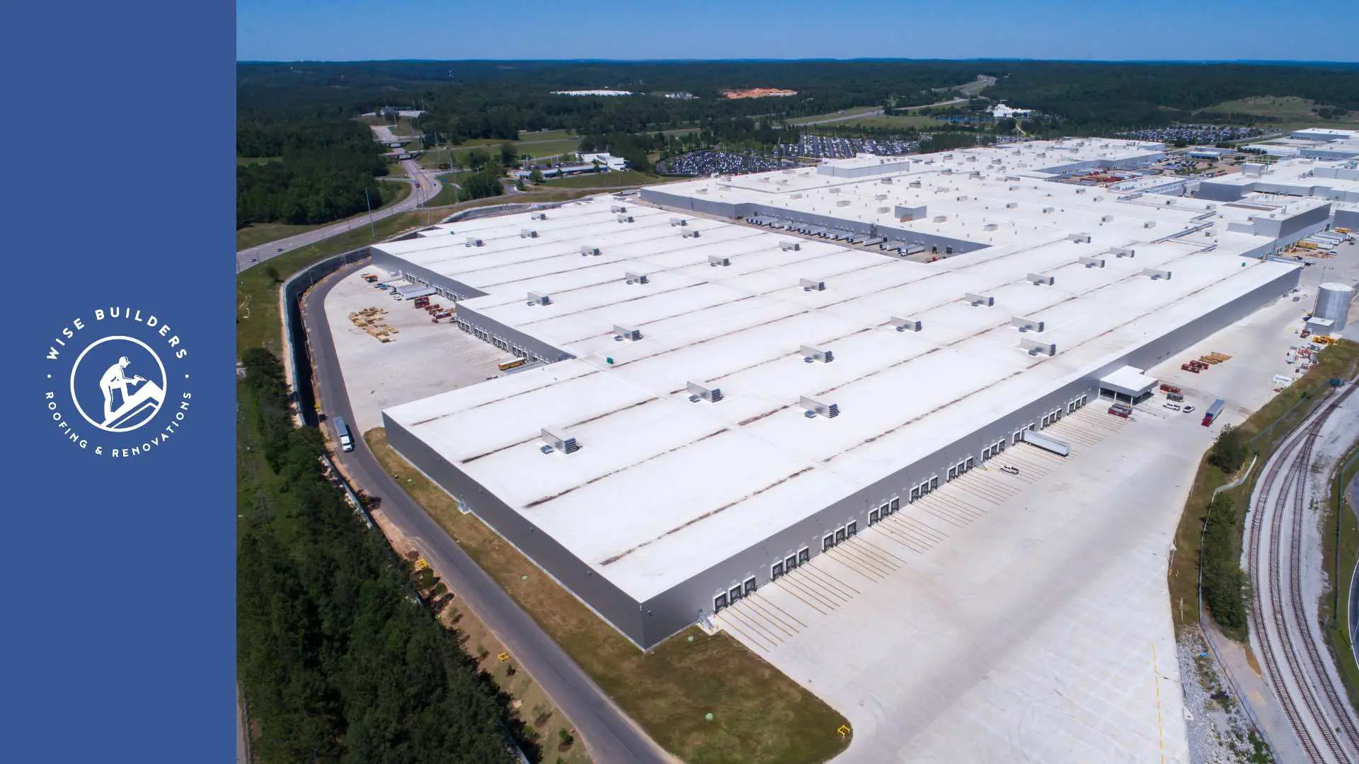 an Arial view of a white commercial roof in mobile