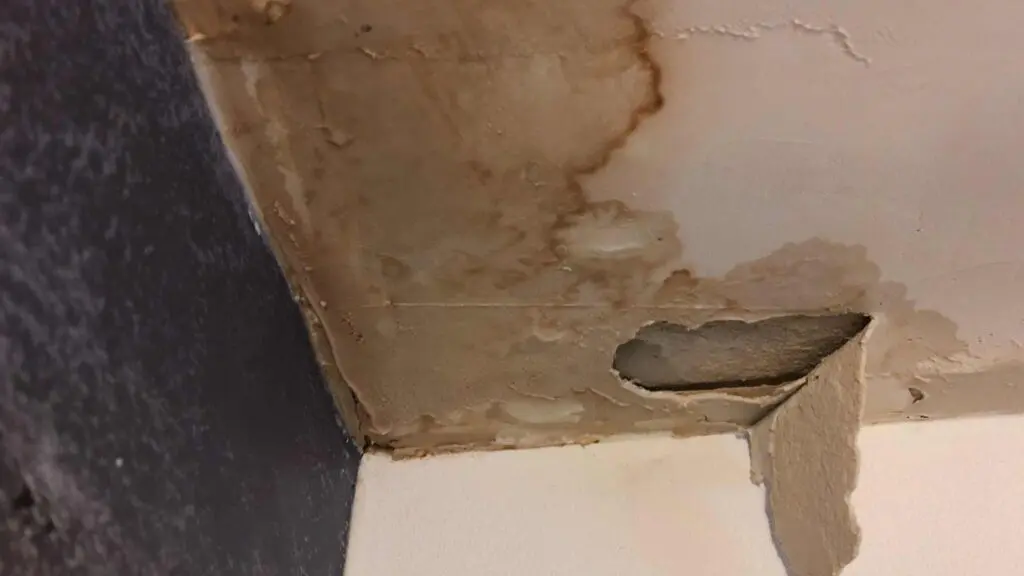 water stains in ceiling inside a mobile al home