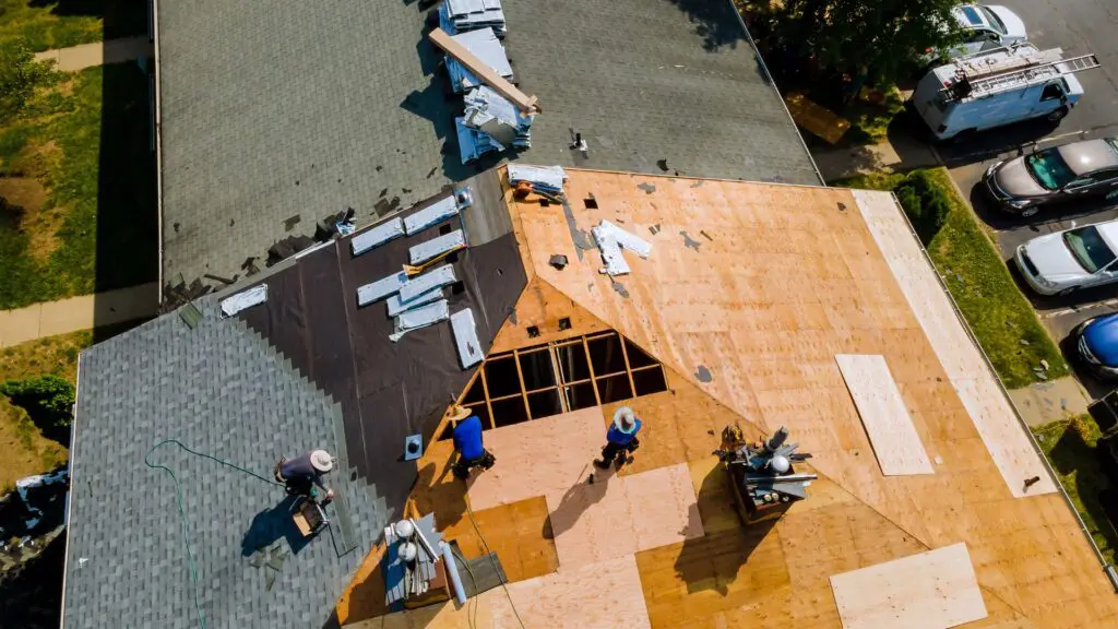 a roof being installed on new construction
