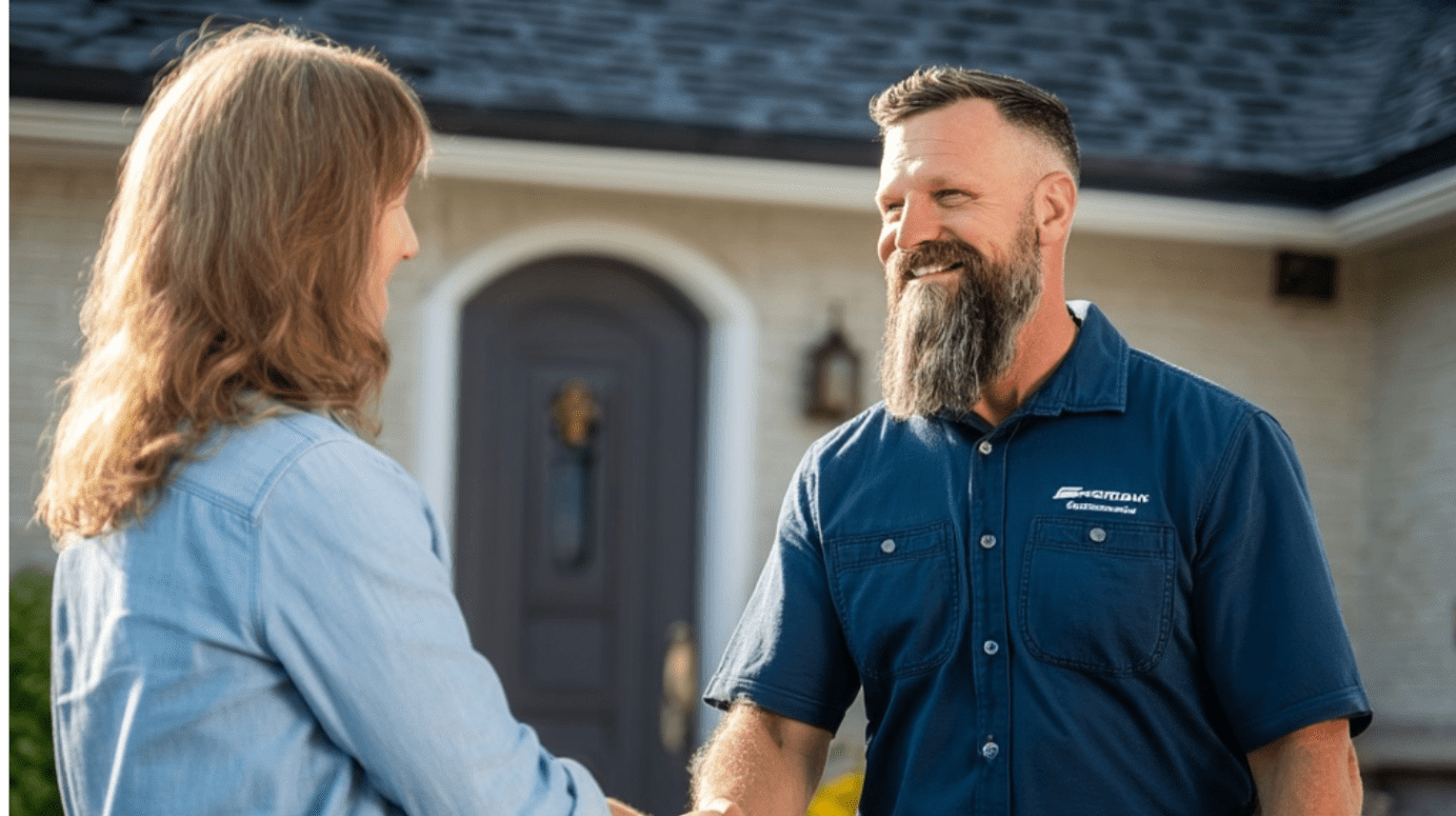 project manager shaking hands with homeowner