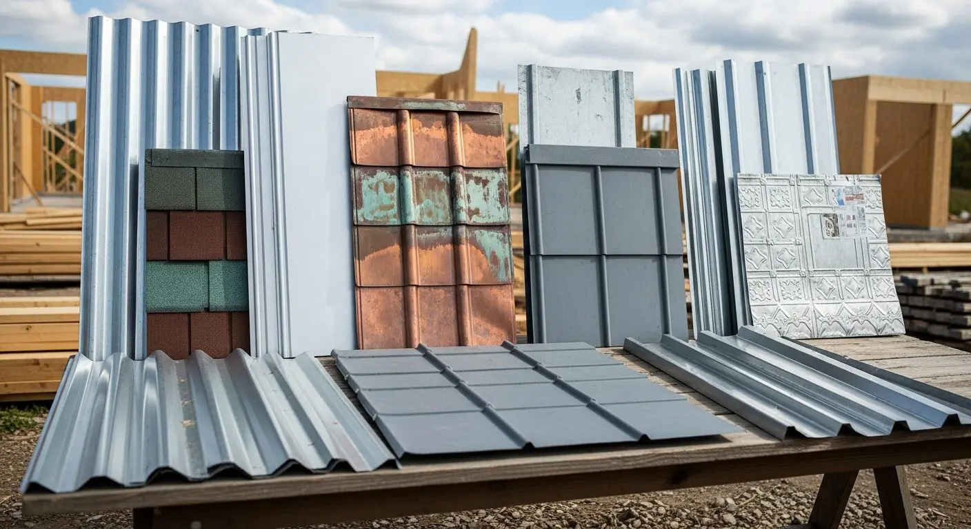 Various metal roofing materials
