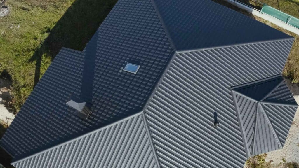 a drone photo of a steel roof in alabama 
