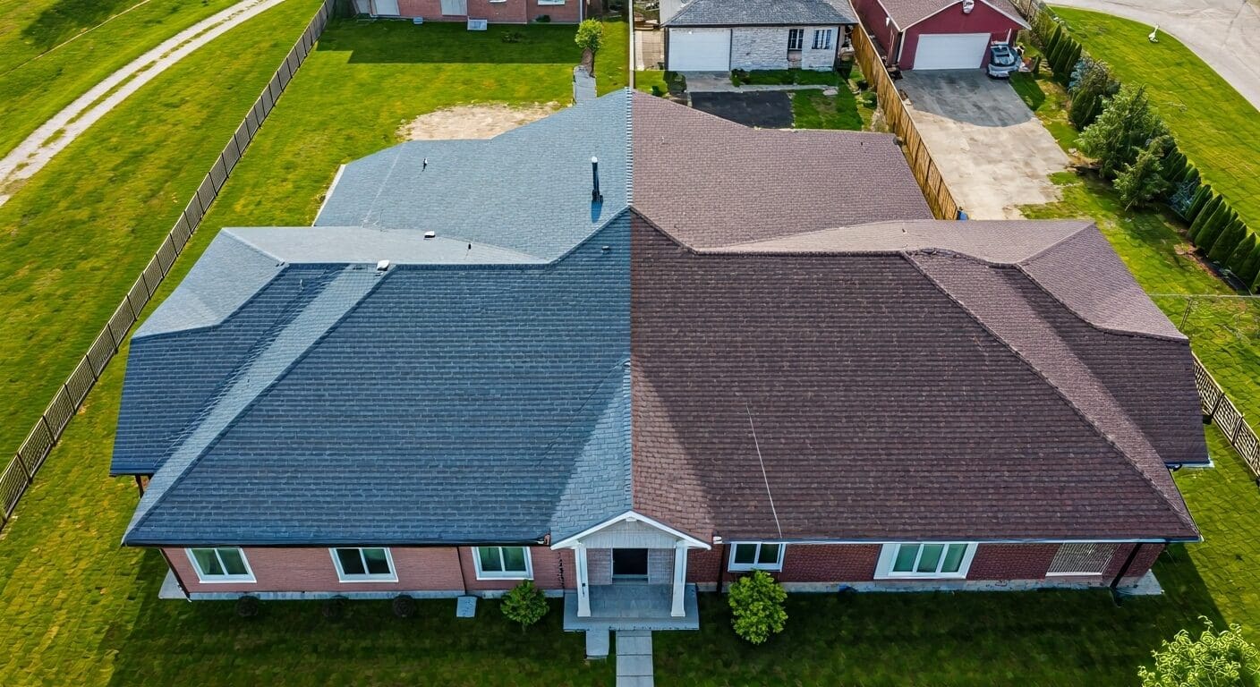 house with metal and shingle roof